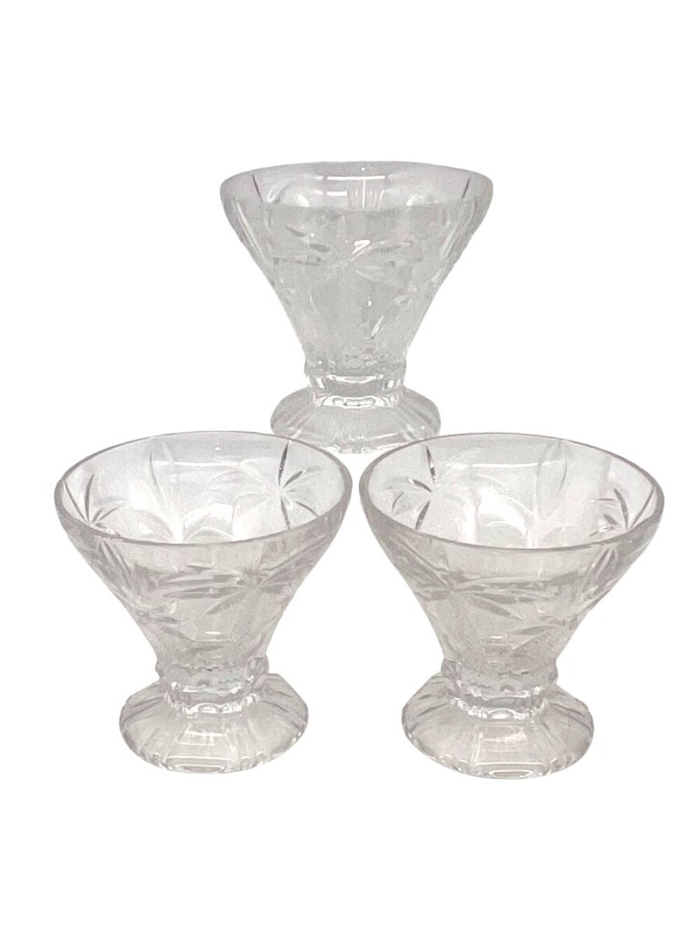 Shannon Godinger Palm Trees Set Of 3 Footed Crystal Dessert Ice Cream Dishes 4"